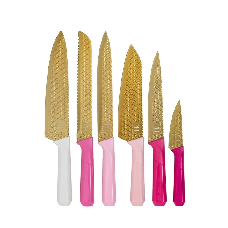 Paris Hilton 6 Piece Cutlery Set, Stainless Steel Blades, Jewel-Shaped Handles, Multicolor Pink | Walmart (US)