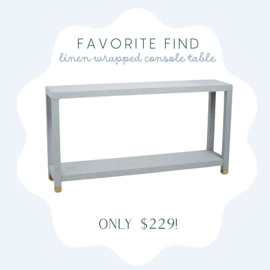 Looks Serena and Lily but a fraction of the price!! 

Linen wrapped console table only $229! 

Coastal furniture, beach house furniture, blue console table 

Comment SHOP below to receive a DM with the link to this post on my LTK ⬇ https://liketk.it/5DOZj