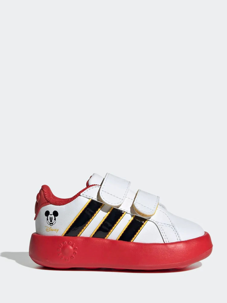 adidas White/Black Disney Mickey Mouse Grand Court Infant Trainers | Next US