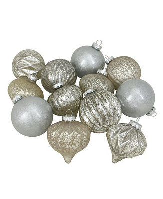 Northlight Champagne Shatterproof 3-Finish Christmas Ornaments - Macy's | Macy's