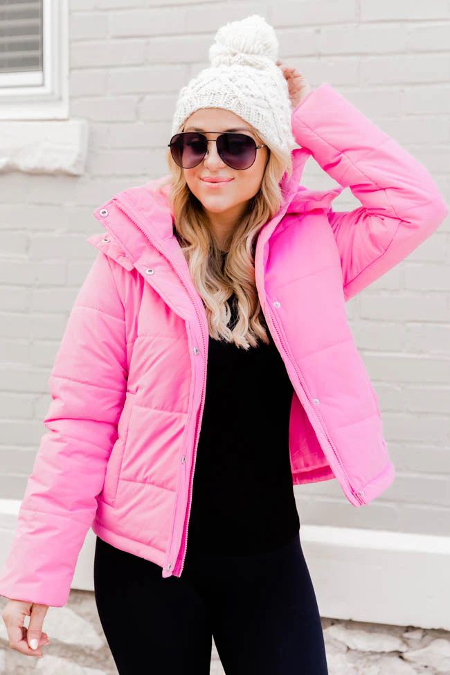 Better Yet Pink Hooded Puffer Jacket | Pink Lily