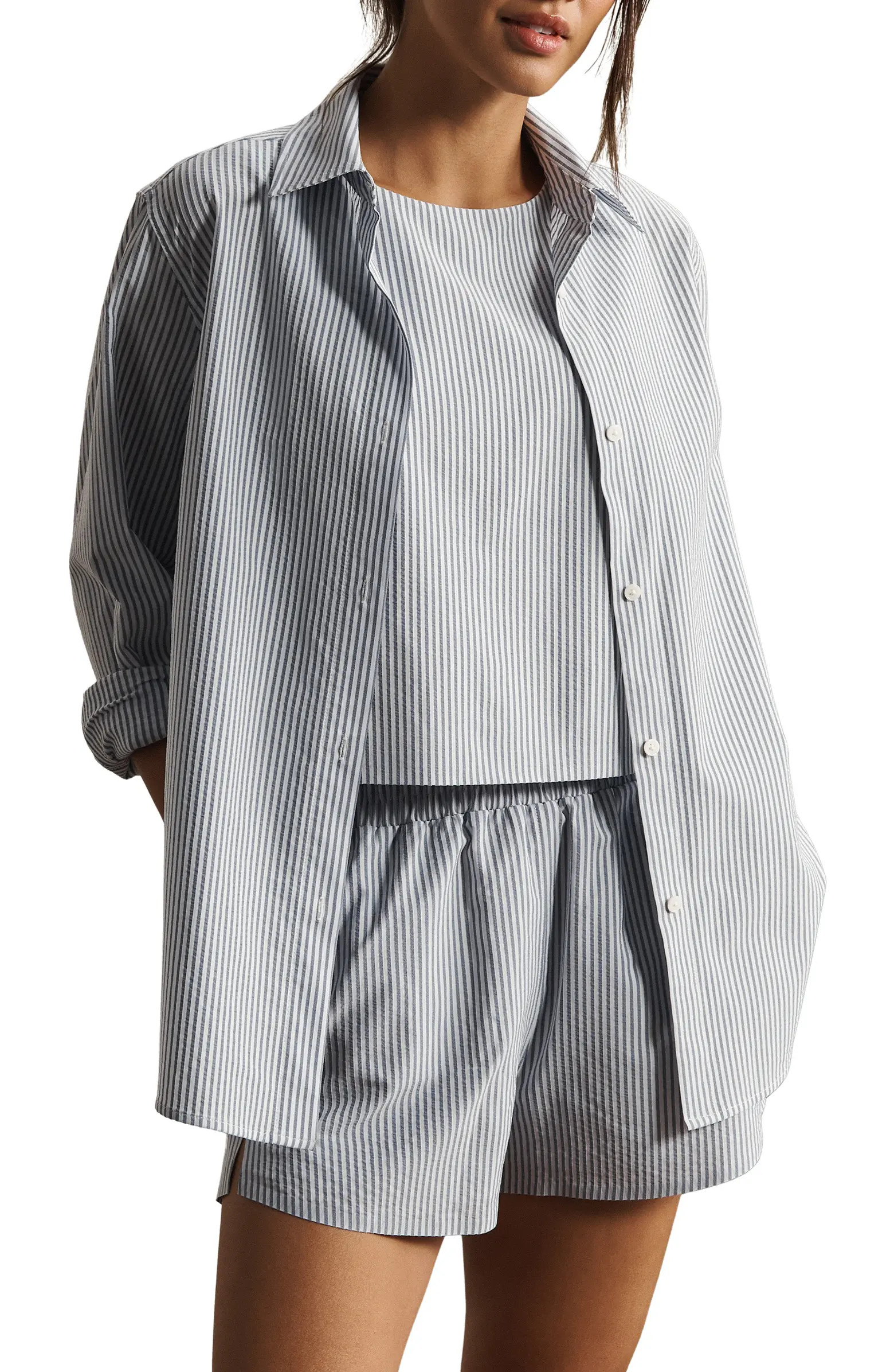 Saltair Oversize Seersucker Button-Up Shirt | Nordstrom