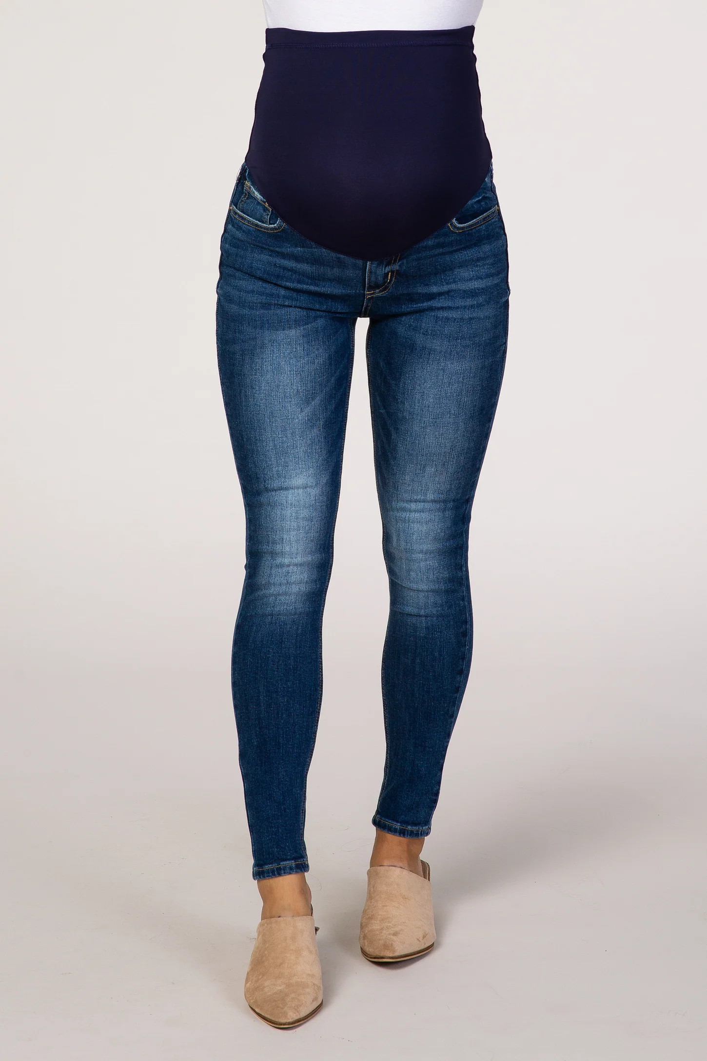 PinkBlush Blue Medium Wash Maternity Skinny Jeans | PinkBlush Maternity