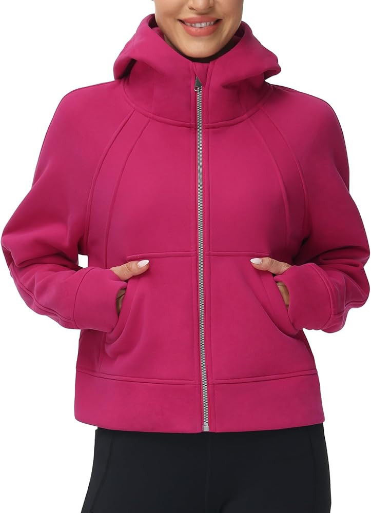 THE GYM PEOPLE Women's Full-Zip Up Hoodies Jacket Fleece Workout Crop Tops Sweatshirts with Pocke... | Amazon (US)