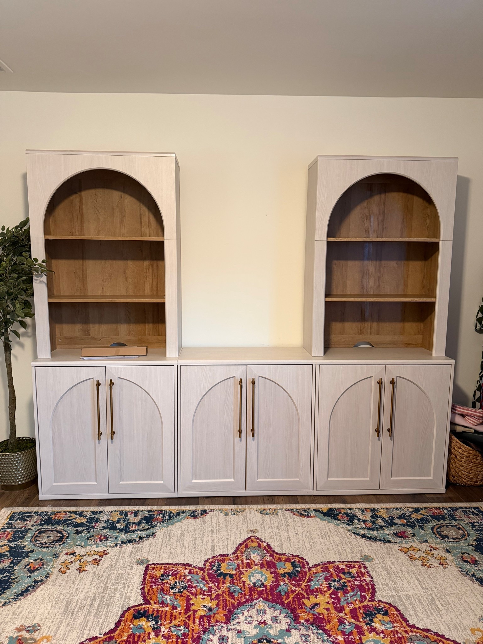 How would I get through the upstairs to house all of my books devotionals and trinkets it comes in in a week or two I can’t wait to share it with you the side pieces I ordered don’t have the glass, but I linked them  