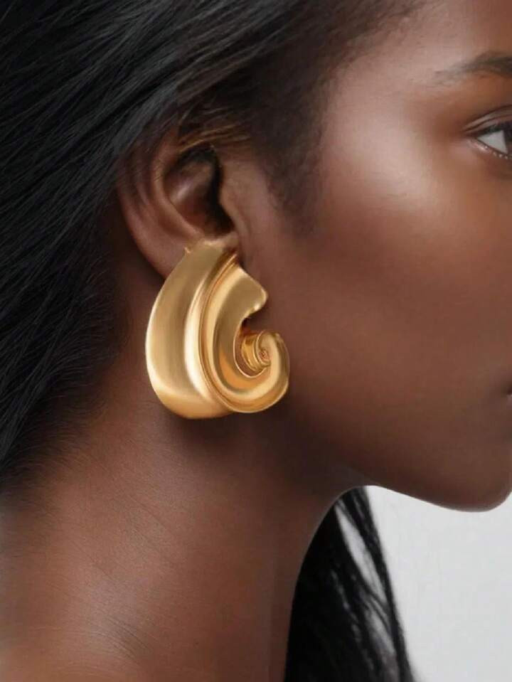 2 pièces Boucles d'oreilles à goujon de boulon en spirale en métal punk tendance, boucles d'or... | SHEIN