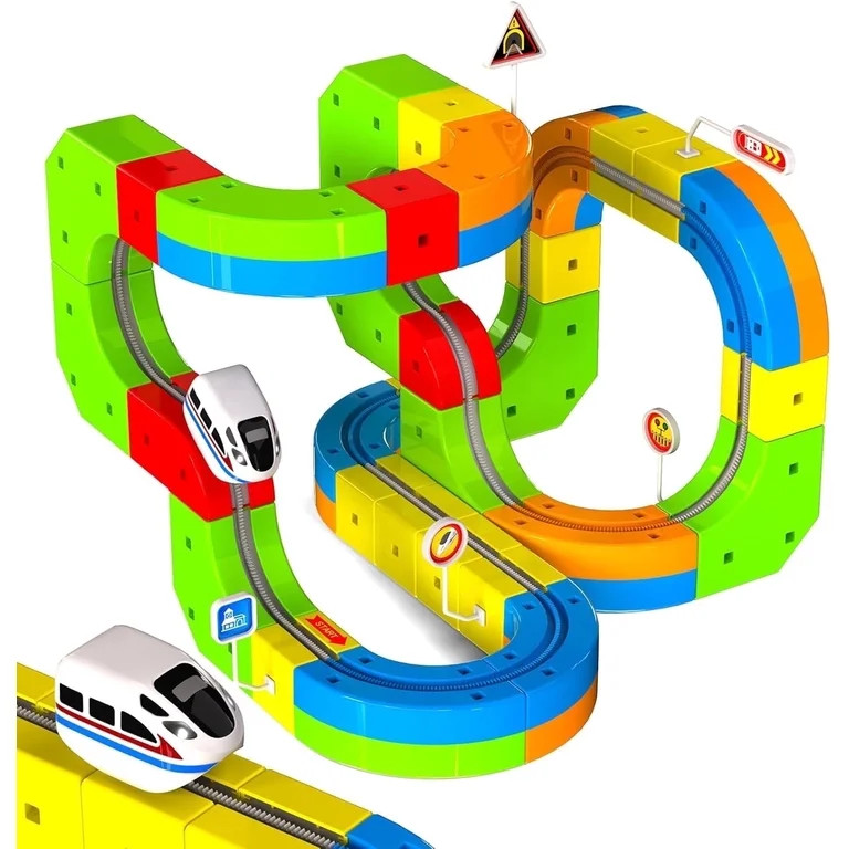 Annexfun Electric Train Set for Kids, 69Pcs Build 3D DIY Track Building Kits with Train and Traff... | Walmart (US)