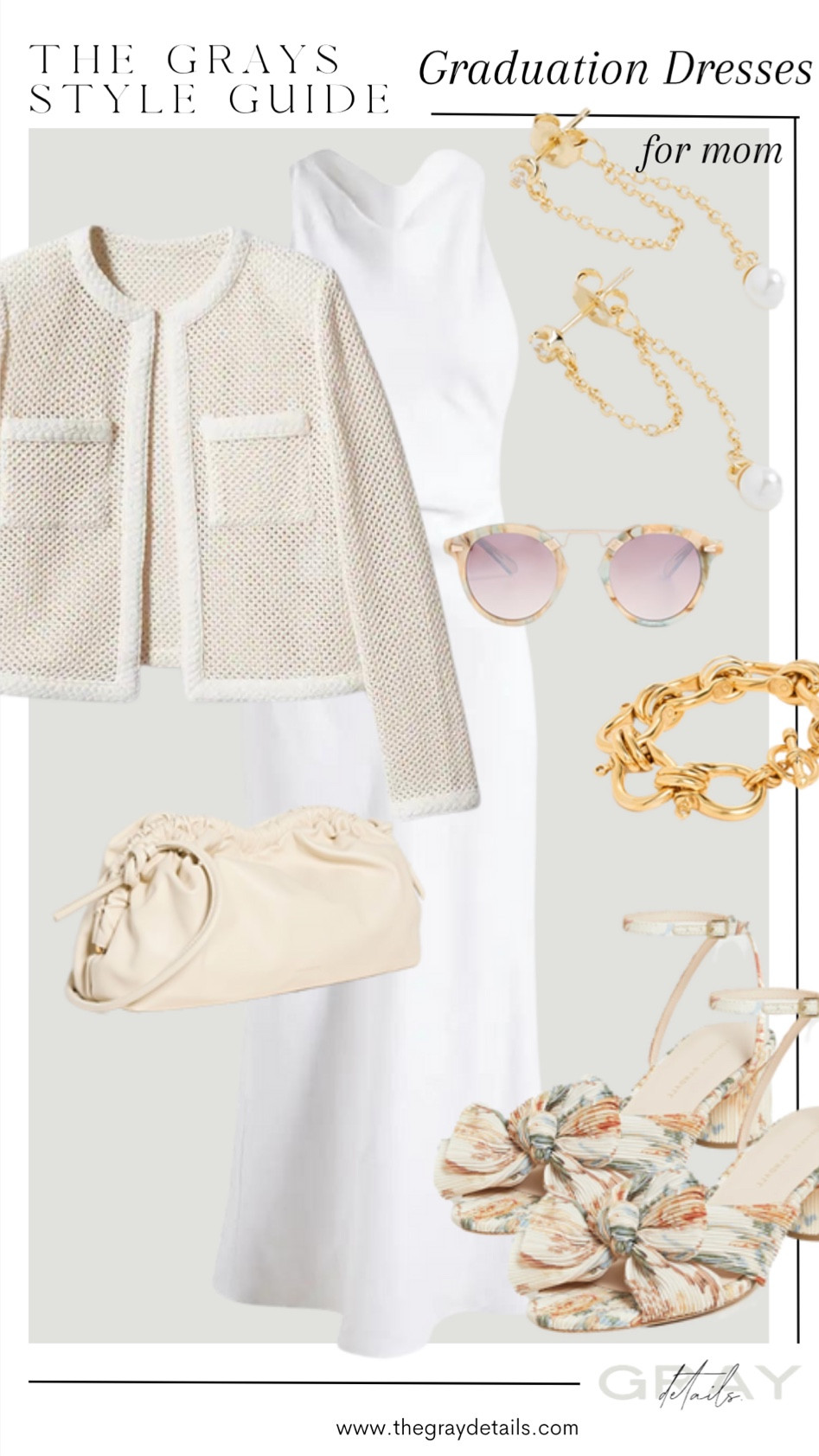 Graduation dress for mom. This white dress has a beautiful back and you could easily layer a lady jacket over it to cover your arms. Pair with with a cream bag and floral heel to complete the spring outfit 

#LTKwedding #LTKFind #LTKstyletip
