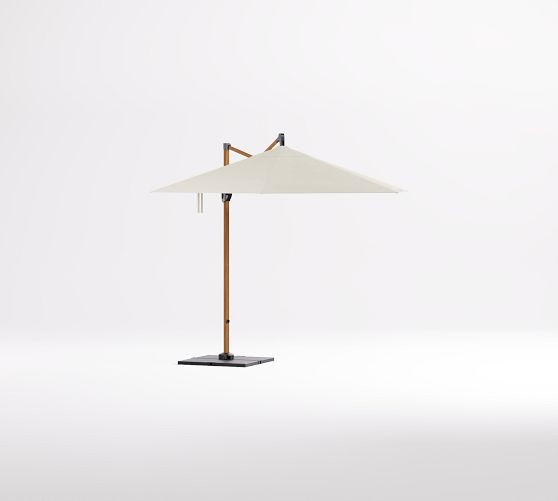 10' Round Cantilever Outdoor Patio Umbrella - Faux Wood with Base | Pottery Barn (US)