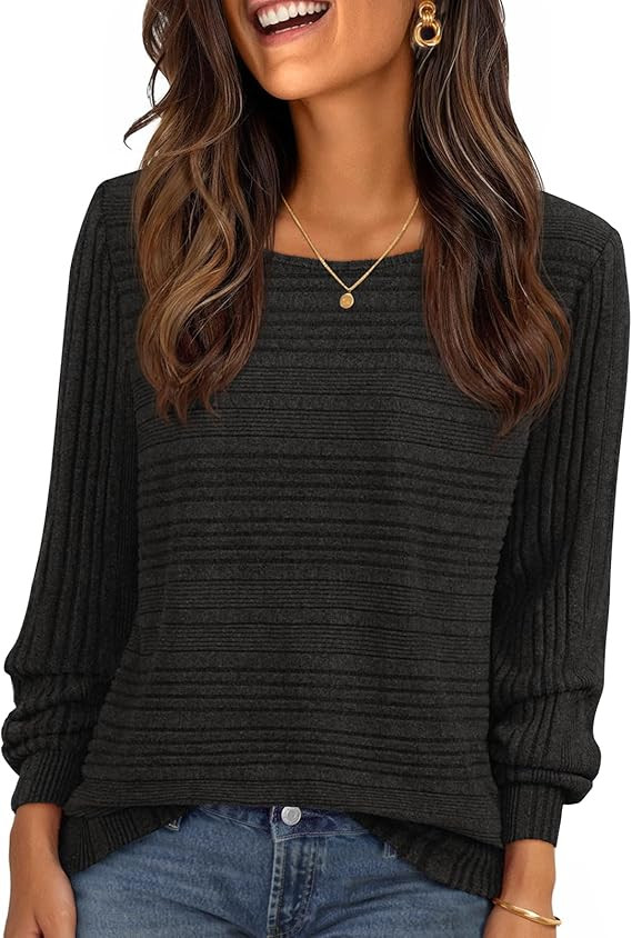 MEROKEETY Women's 2025 Fall Lightweight Sweater Shirt Long Sleeve Boat Neck Ribbed Knitted Tunic ... | Amazon (US)