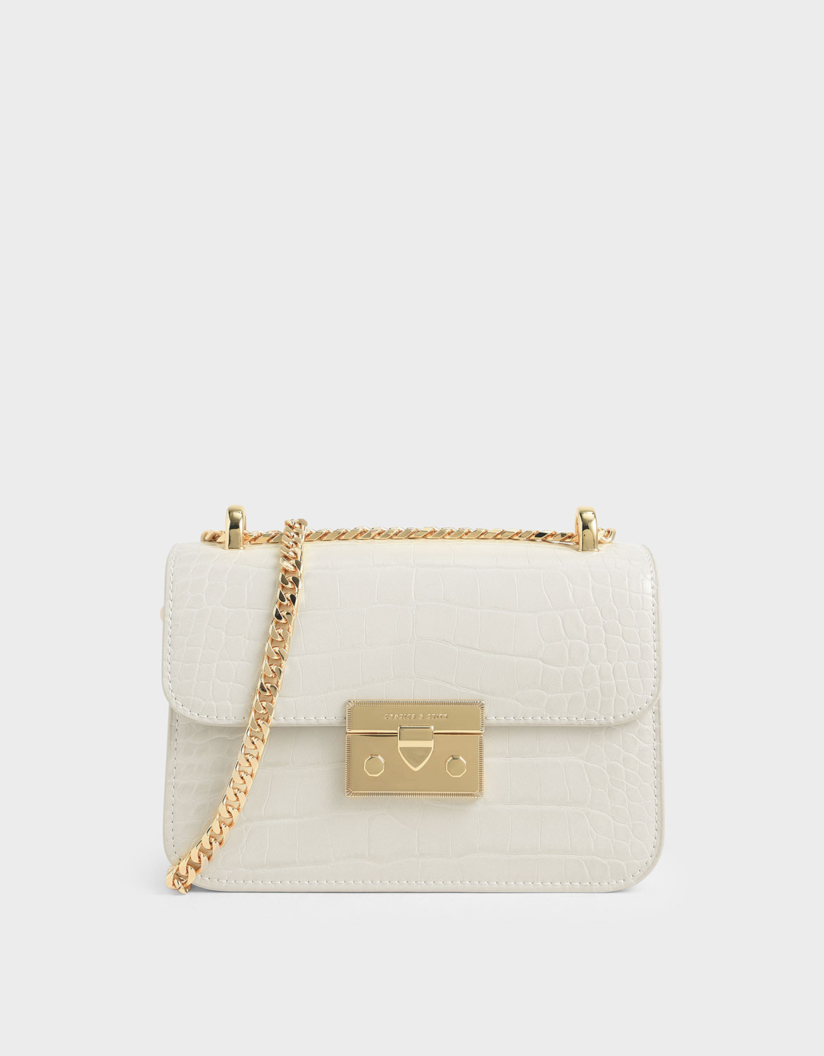 Chalk Alva Croc-Effect Chain Strap Crossbody Bag | CHARLES & KEITH UK | Charles & Keith UK