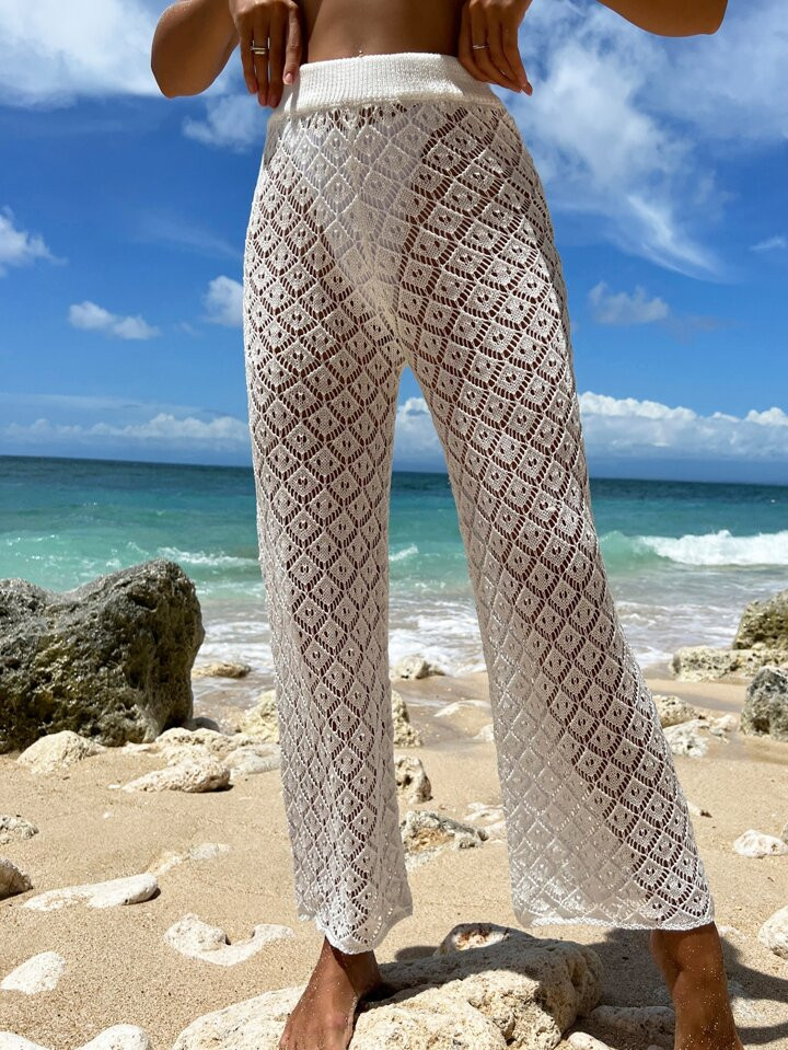 SHEIN Swim BohoFeel Hollow Out Cover Up Pants | SHEIN