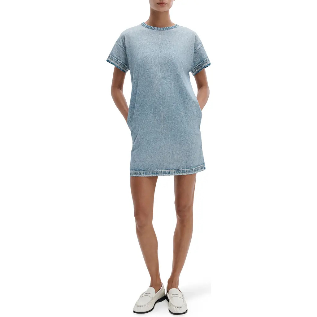 rag & bone rb Miramar Kelly Cotton Faux Denim T-Shirt Dress in Seaside at Nordstrom Rack, Size X-Large | Nordstrom Rack