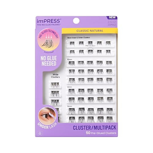 Kiss Impress False Eyelashes, Lash Clusters, Cluster Multipack, 'Classic Natural', 8mm-14mm, Includes 50 Pre-Glued Clusters, Contact Lens Friendly, Easy to Apply, Reusable Strip Lashes | Amazon (US)