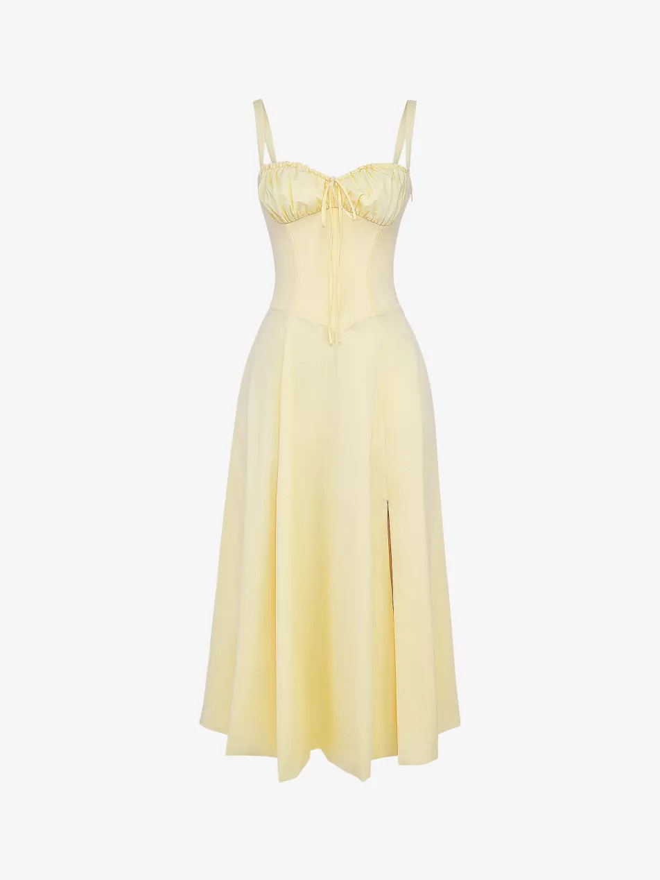 Carmen gathered-cup stretch cotton-blend midi dress | Selfridges