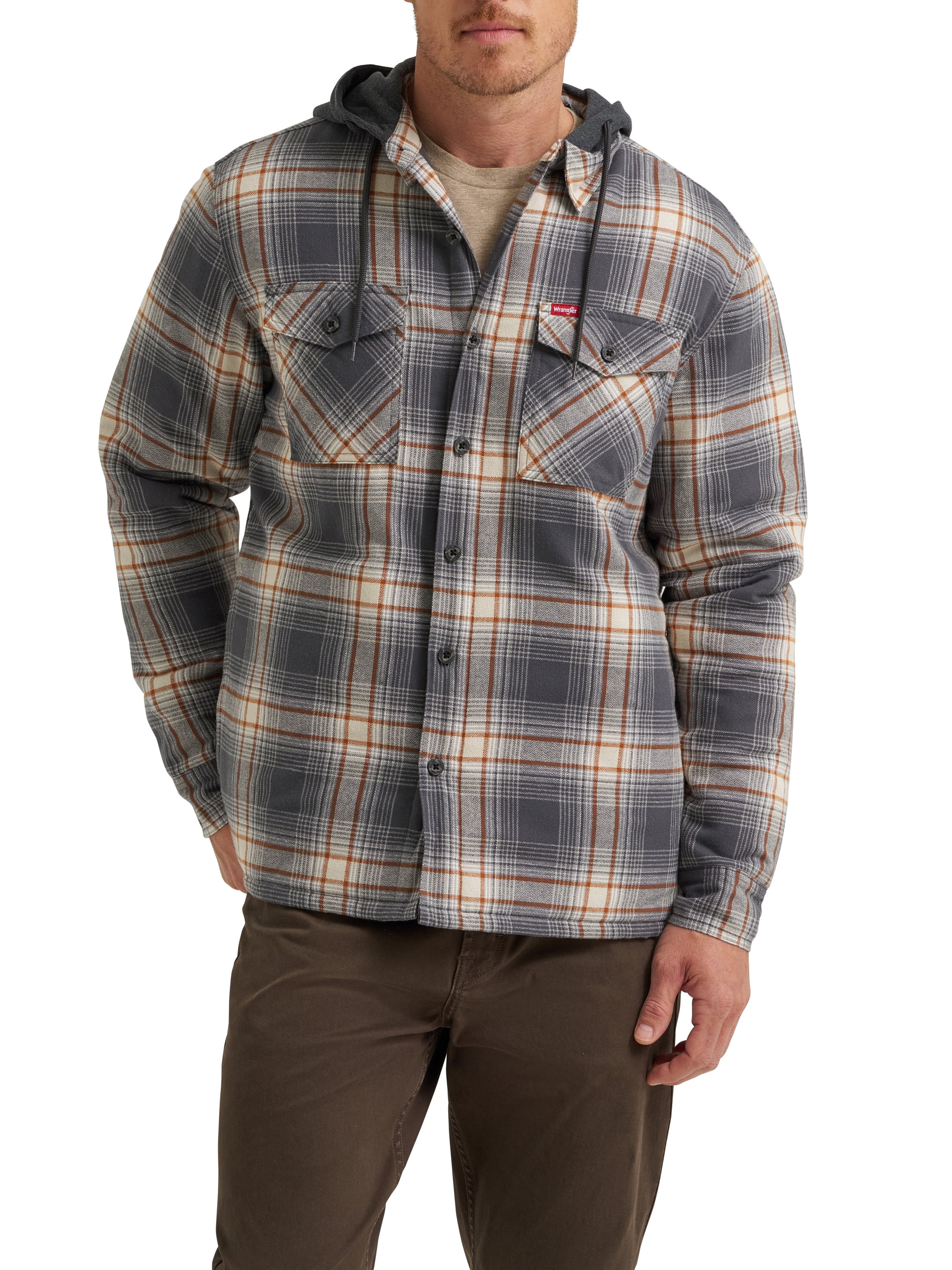 Wrangler® Men's and Big Men's Heavyweight Hooded Shirt Jacket, Sizes S-5XL | Walmart (US)