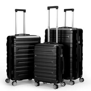 Hikolayae Hikolayae Hardside Spinner Luggage Sets in Black, 3 Piece, TSA Lock CW-L02-BLK-3 - The ... | The Home Depot