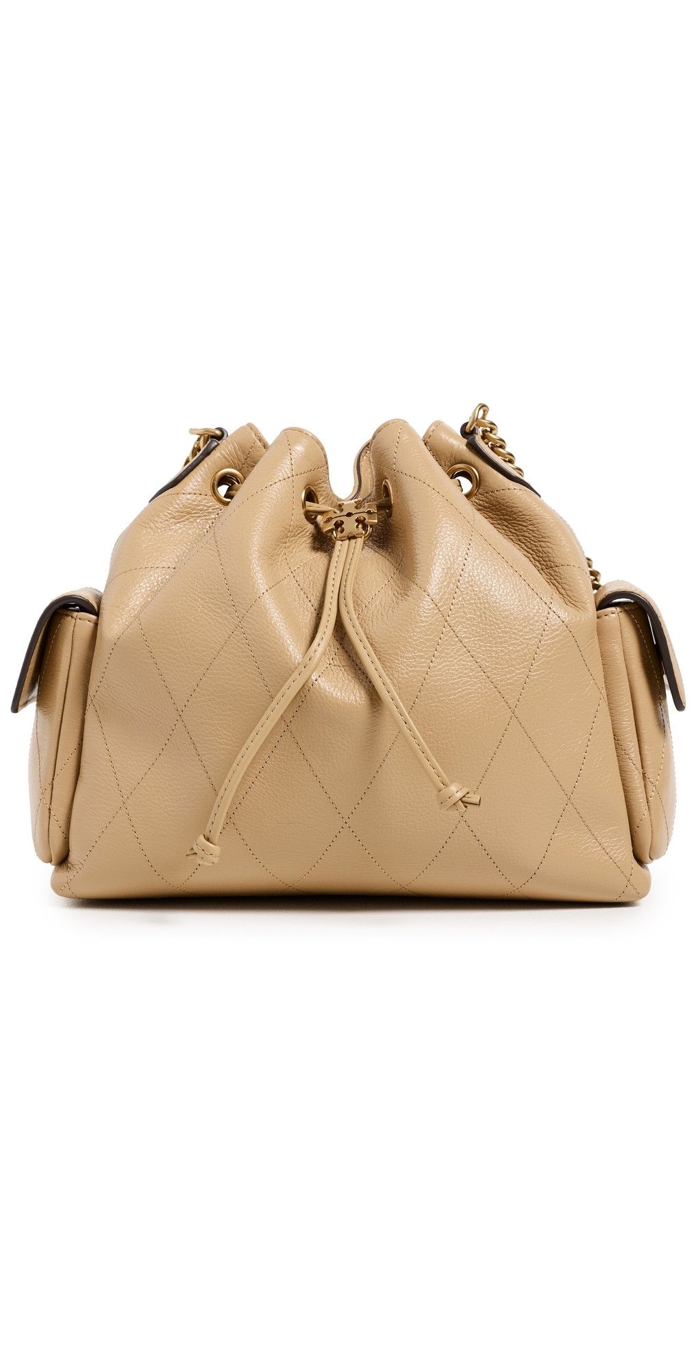 Tory Burch Charlie Diamond Quilt Drawstring Shoulder Bag Pecan One Size | Shopbop