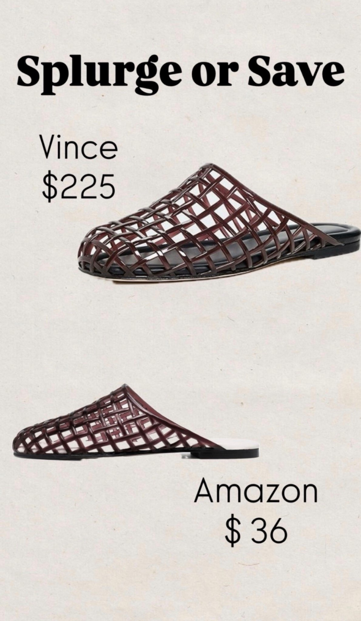 Jelly sandals
Vince
Amazon
Splurge or save 



#LTKShoeCrush #LTKFindsUnder50 #LTKFindsUnder100

