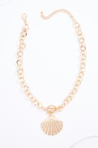 Cato Fashions | Cato Gold Seashell Pendant Short Toggle Necklace | Cato Fashions