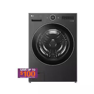 LG 5.0 cu. ft. Stackable SMART Front Load Washer in Black Steel with TurboWash 360 and ezDispense... | The Home Depot