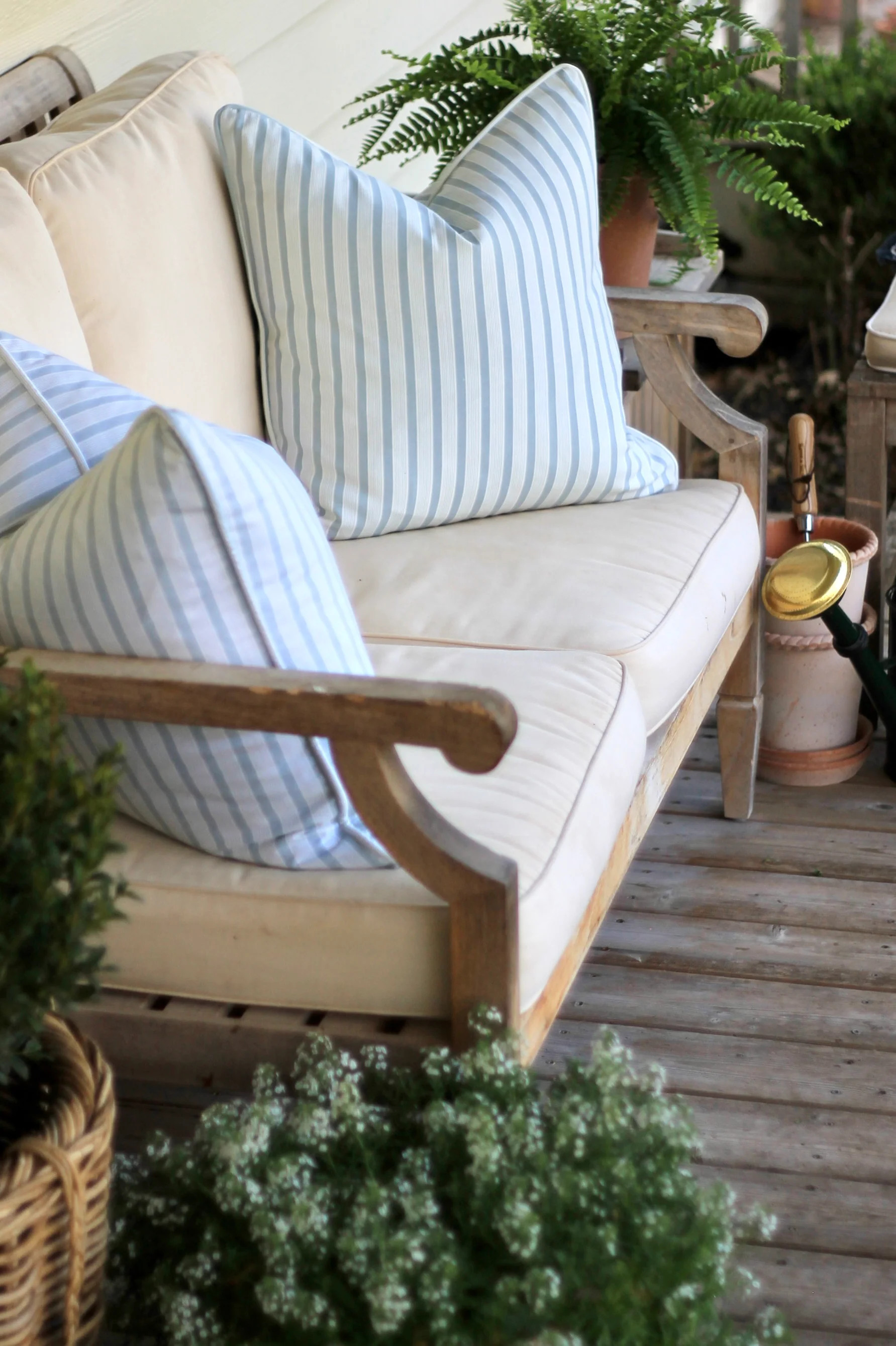 Outdoor JSH Stripe Pillow Covers in English Blue | 2 Sizes | JSH Home Essentials