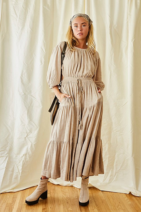 Ibiza Sun Dress Midi by Free People, Mineral Powder, XS | Free People (Global - UK&FR Excluded)