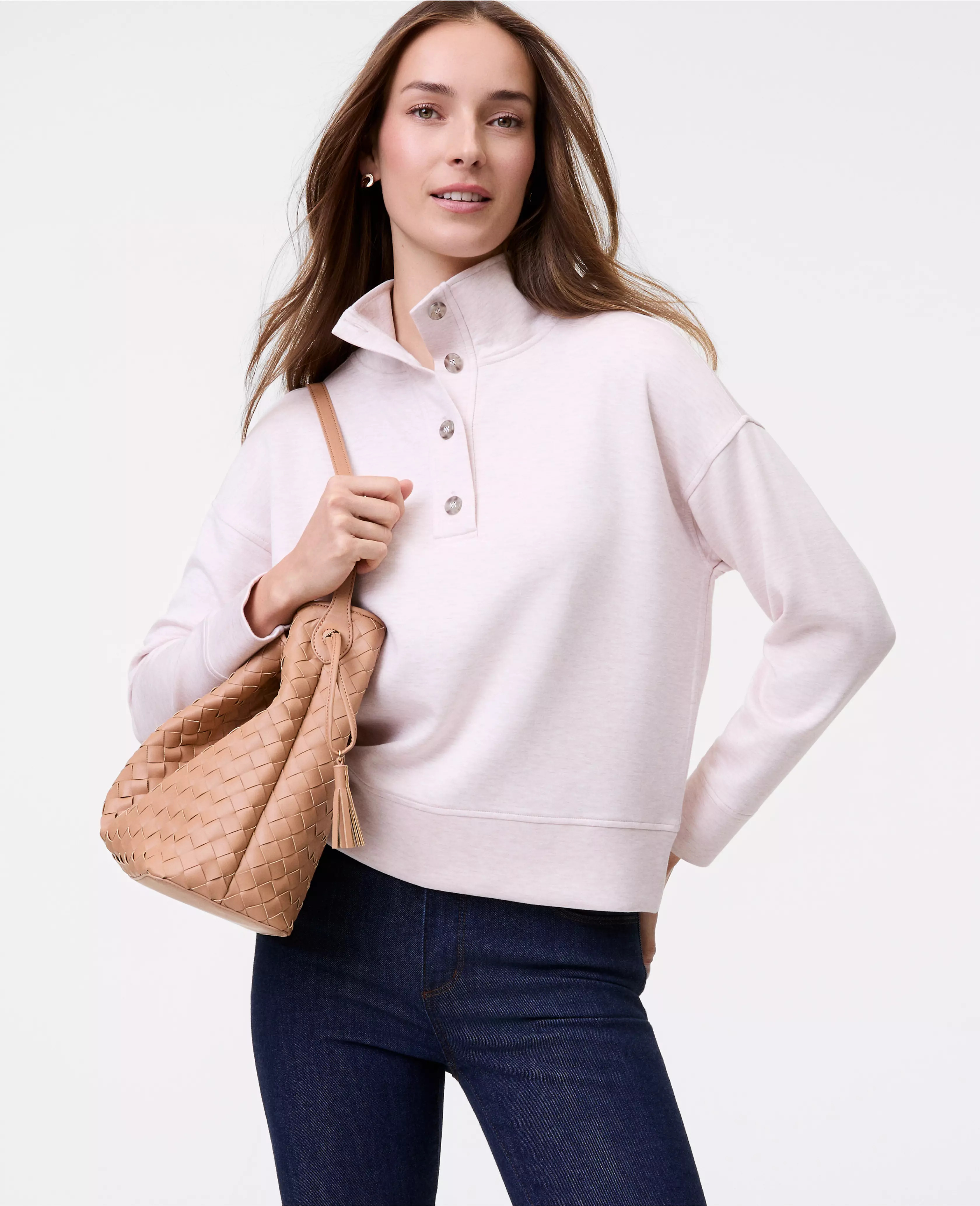 Weekend Collection Cloud Plush Mockneck Sweatshirt | Ann Taylor