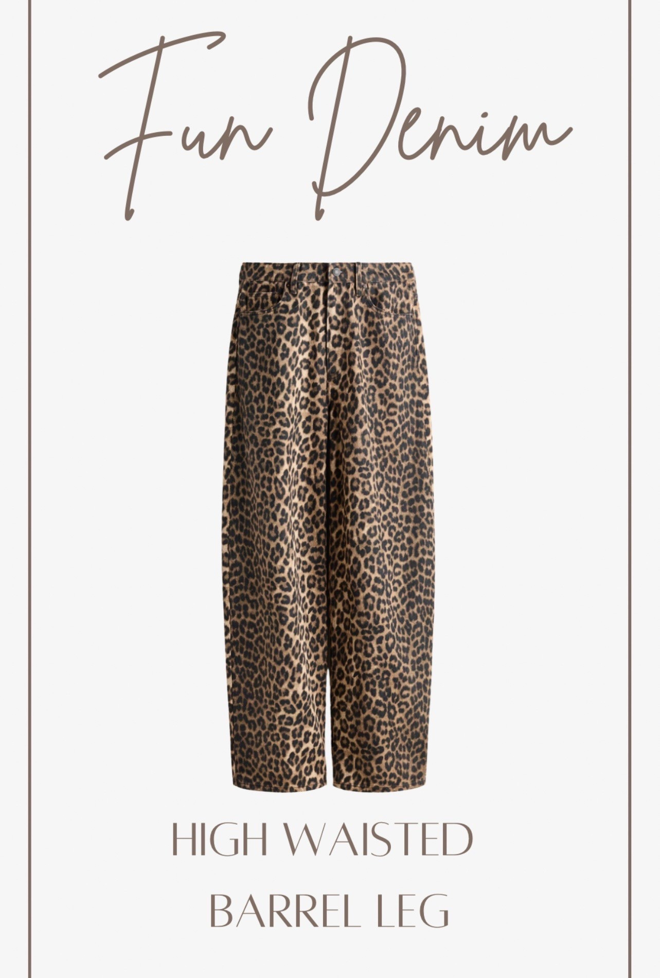 Just ordered these barrel leg leopard jeans! Barrel jeans, horseshoe pants, leopard print pants, leopard print jeans, leopard denim, fall jeans

#LTKmomlife #LTKOver40 #LTKootd