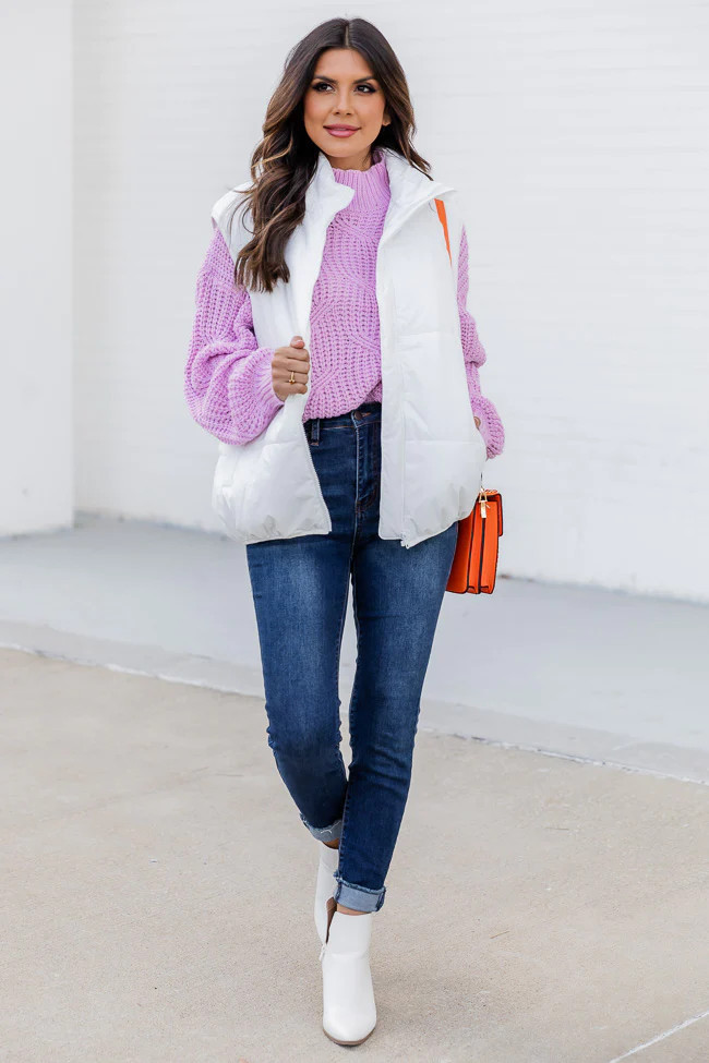 My Eyes On You White Oversized Puffer Vest FINAL SALE | Pink Lily