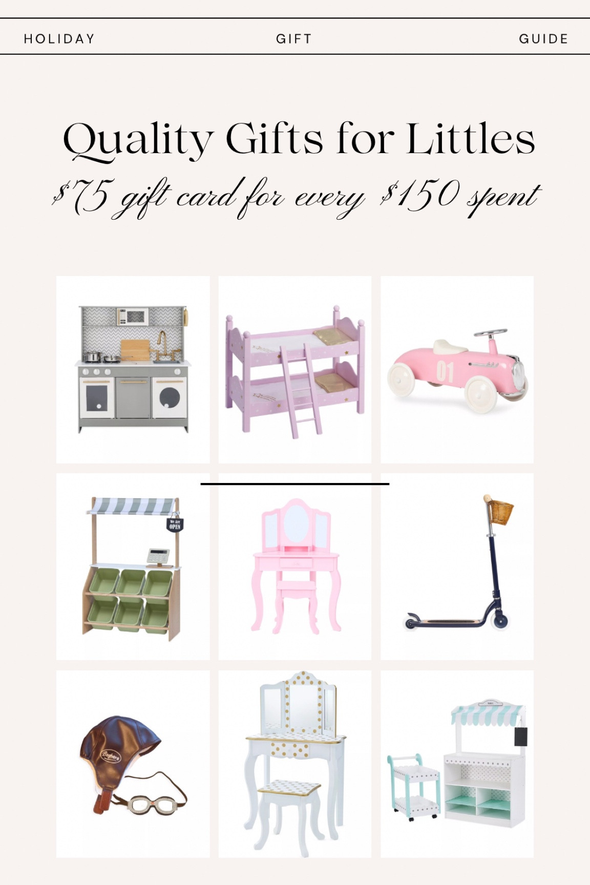 Here are some little favs! Saks is offering a $75 gift card for every $150 spent. Awesome deal! 

#LTKGiftGuide #LTKCyberWeek #LTKKids