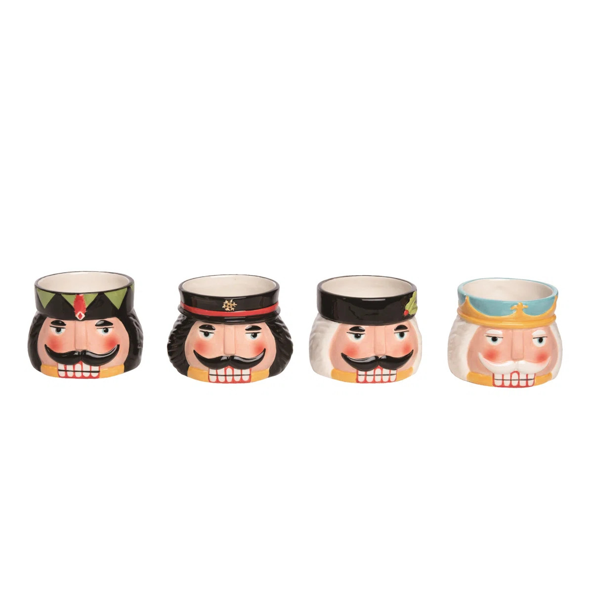 Transpac Christmas Ceramic Nutcracker Ramekin Set of 4 Christmas Home Decorations | Wayfair North America