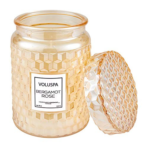 Voluspa Bergamot Rose Large Jar Glass Candle with Coordinating Lid, 18 Ounces | Amazon (US)