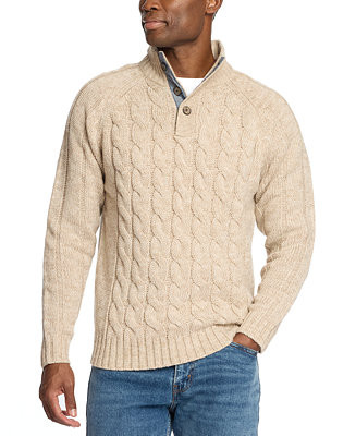 Weatherproof Vintage Men's Cable Knit Quarter Button Long Sleeve Sweater - Macy's | Macy's