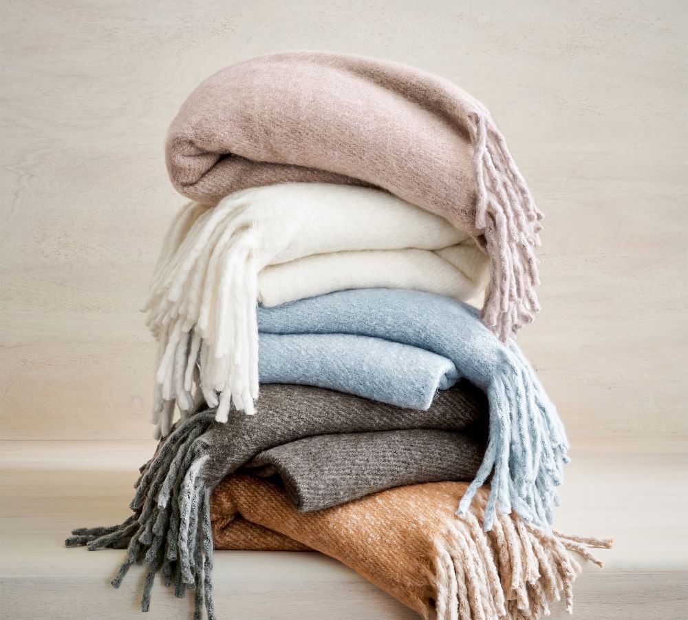 Hayes Twill Faux Mohair Throws | Pottery Barn (US)