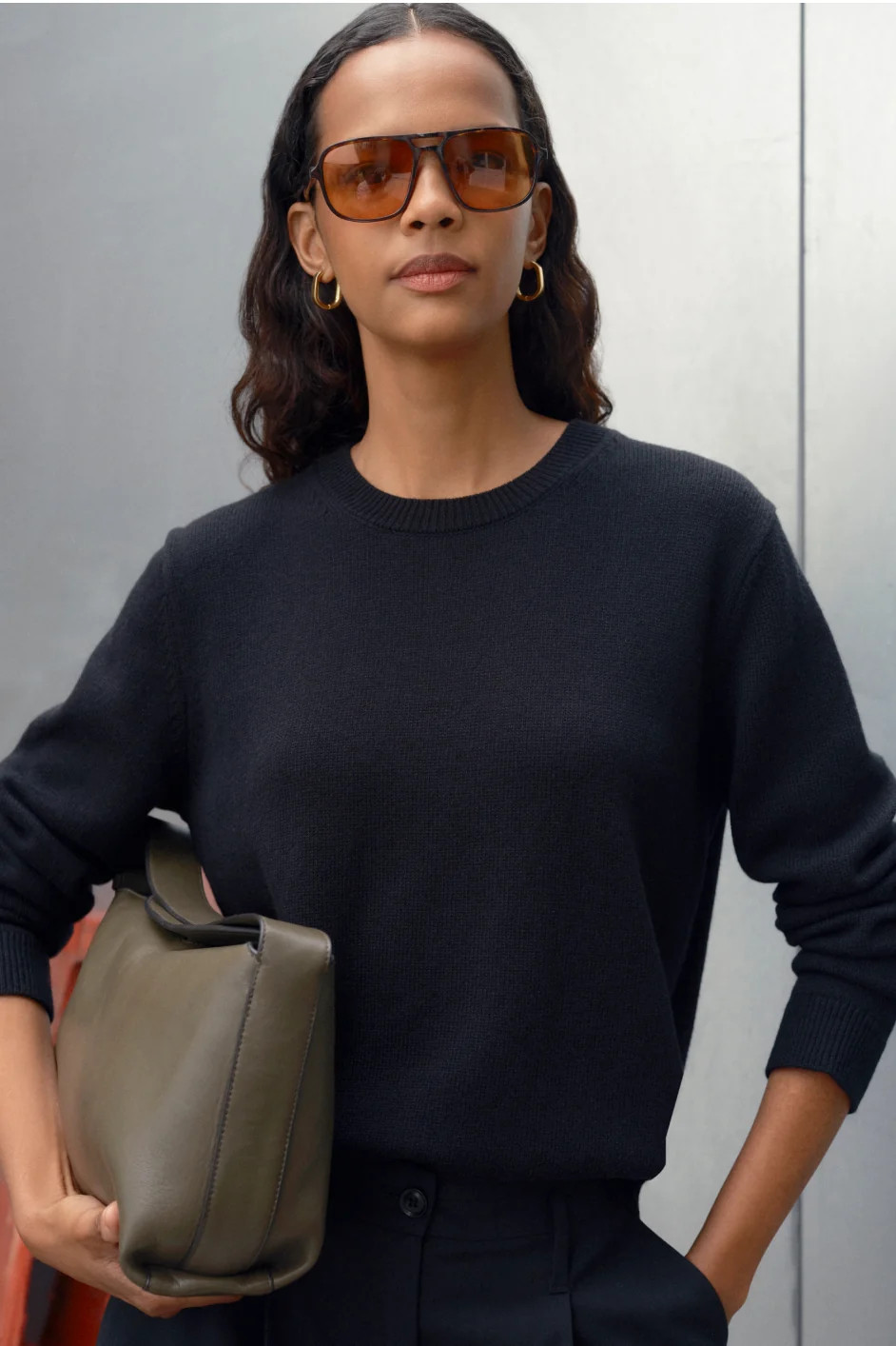 Philippa Wool Cotton Jumper - Black | WYSE London