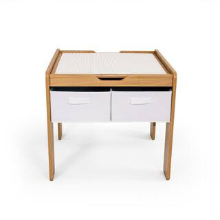 Humble Crew Humble Crew Journey Natural Wood/White Kids Wood Building Block-Compatible Constructi... | The Home Depot