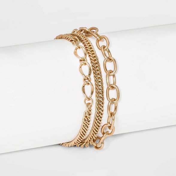 3 Strand Magnetic Worn Gold Chain Beaded Bracelet - Universal Thread&#8482; Gold | Target