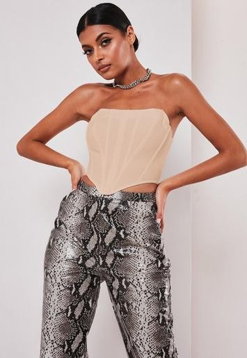 Missguided - Blush Scuba Crepe Bandeau Corset Top | Missguided (UK & IE)