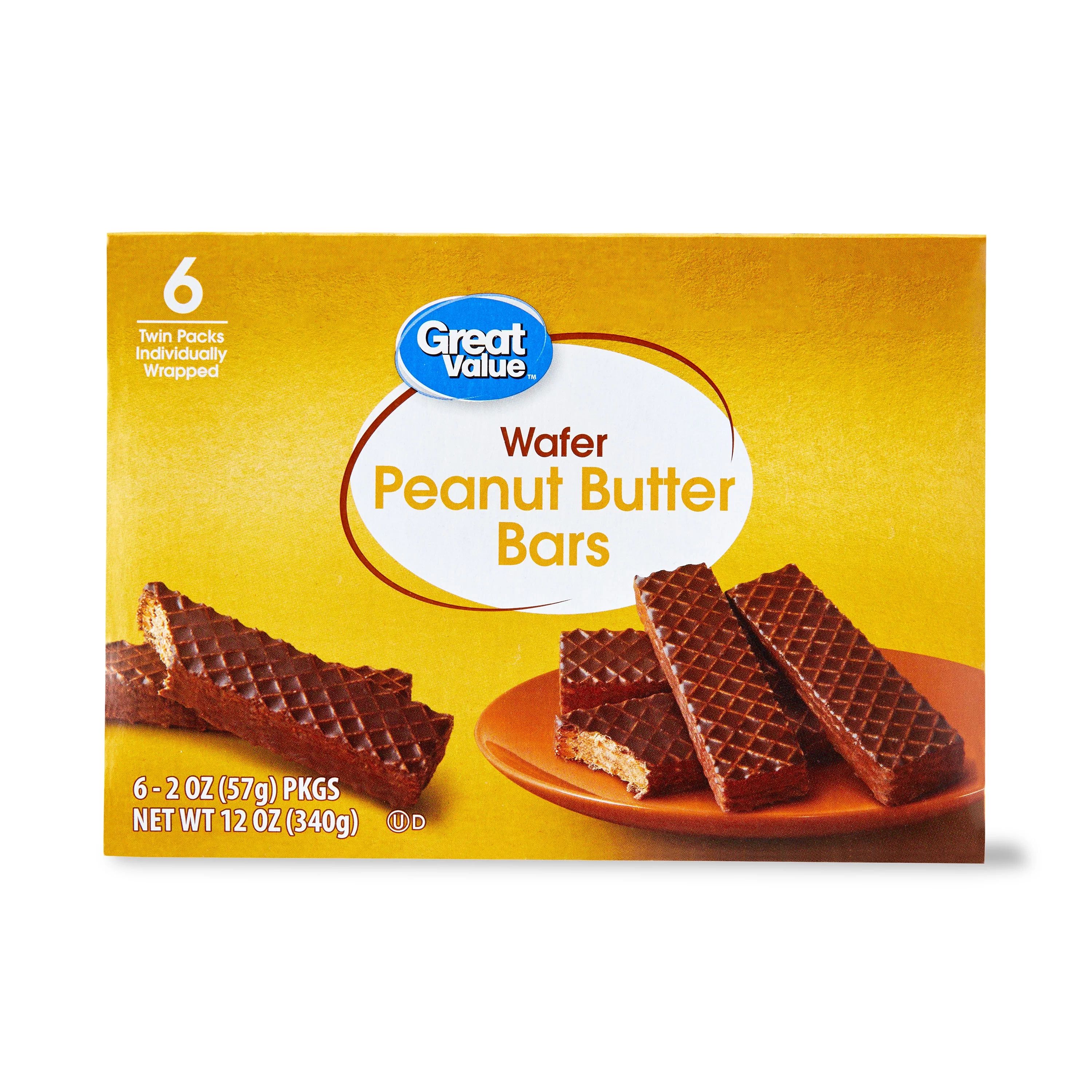 Great Value Peanut Butter Wafer Bars, 12 oz, 6 Count - Walmart.com | Walmart (US)
