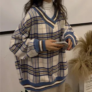 V-Neck Plaid Sweater/ Long Sleeve Turtleneck | YesStyle Global