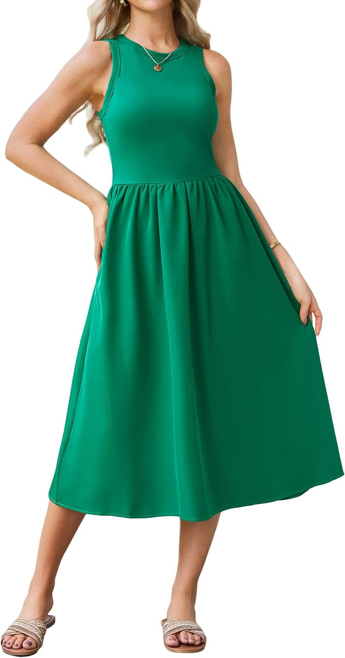 GRACE KARIN Womens Summer Dress Sleeveless Tank Dress Boho Casual Beach Vacation A Line Midi Dres... | Amazon (US)