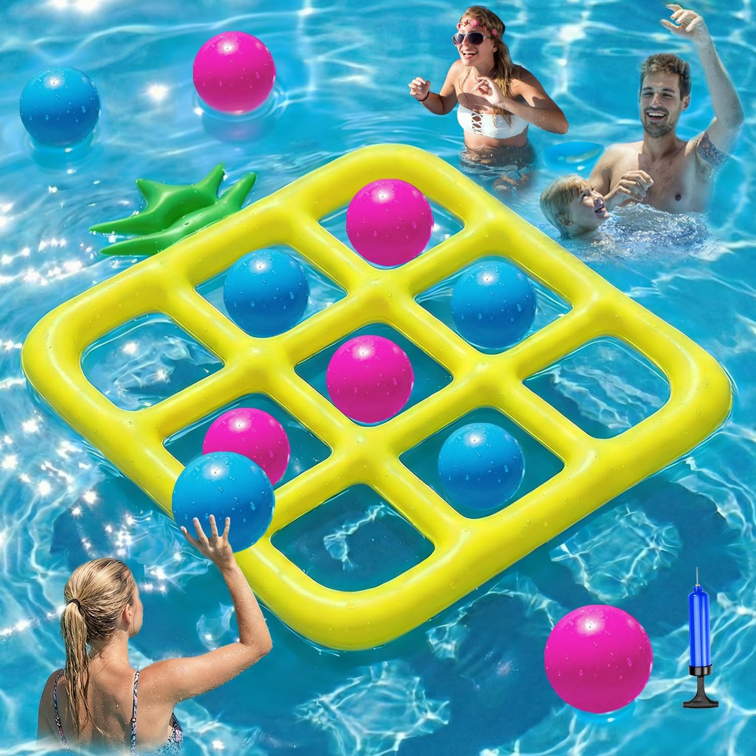 Jasonwell Tic-Tac-Toe Pool Toys Games - Giant Floating Tic Tac Toe Game Float with 10 Balls Pinea... | Amazon (US)