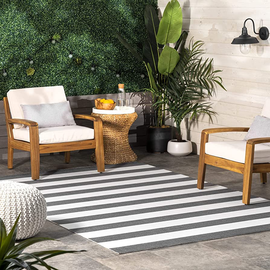 nuLOOM Christa Striped Indoor/Outdoor Area Rug, 5' x 8', Grey | Amazon (US)