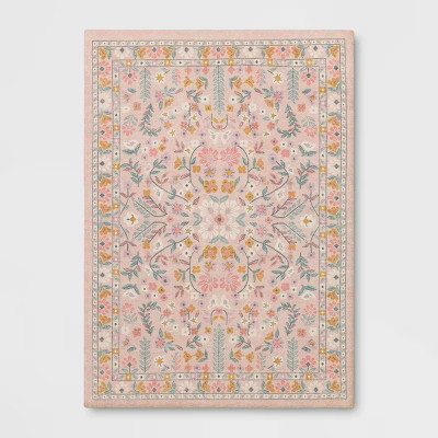 5'x7' Floral Kids' Rug Pink - Pillowfort™ | Target