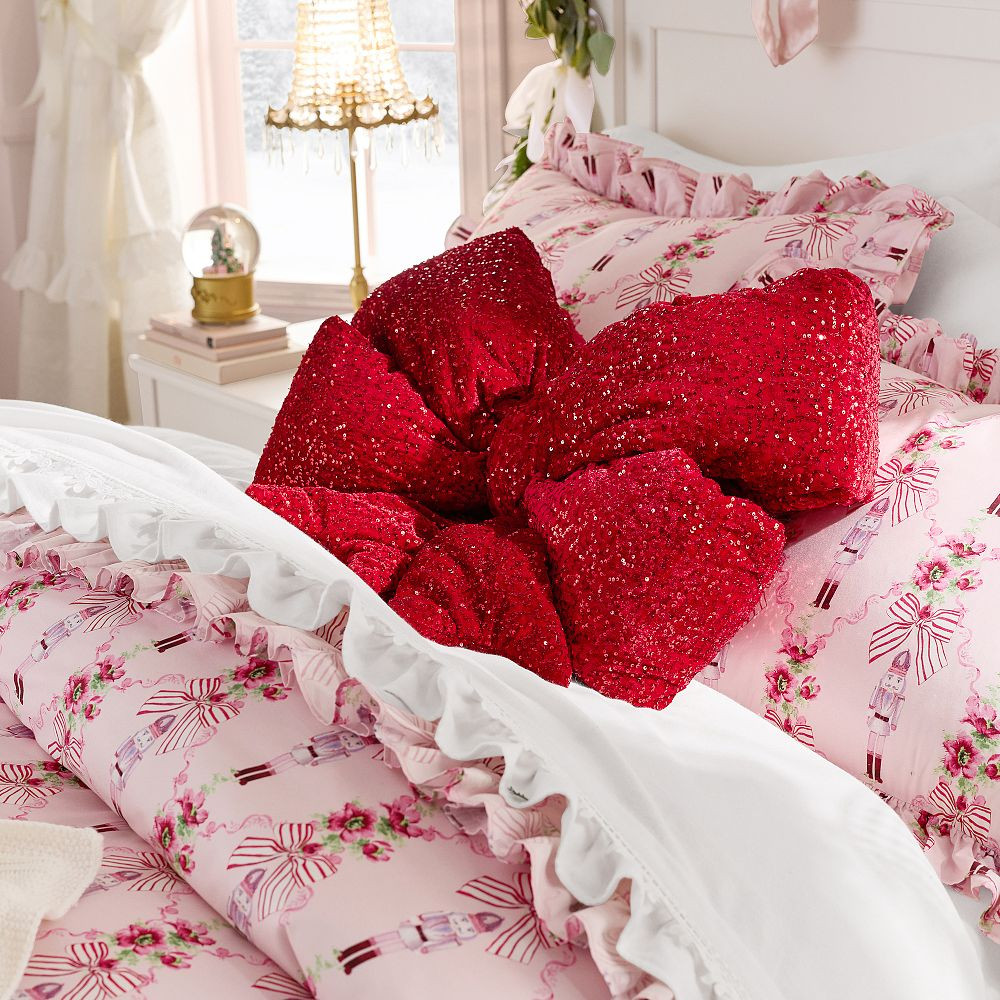 LoveShackFancy Sequin Bow Pillow | Pottery Barn Teen