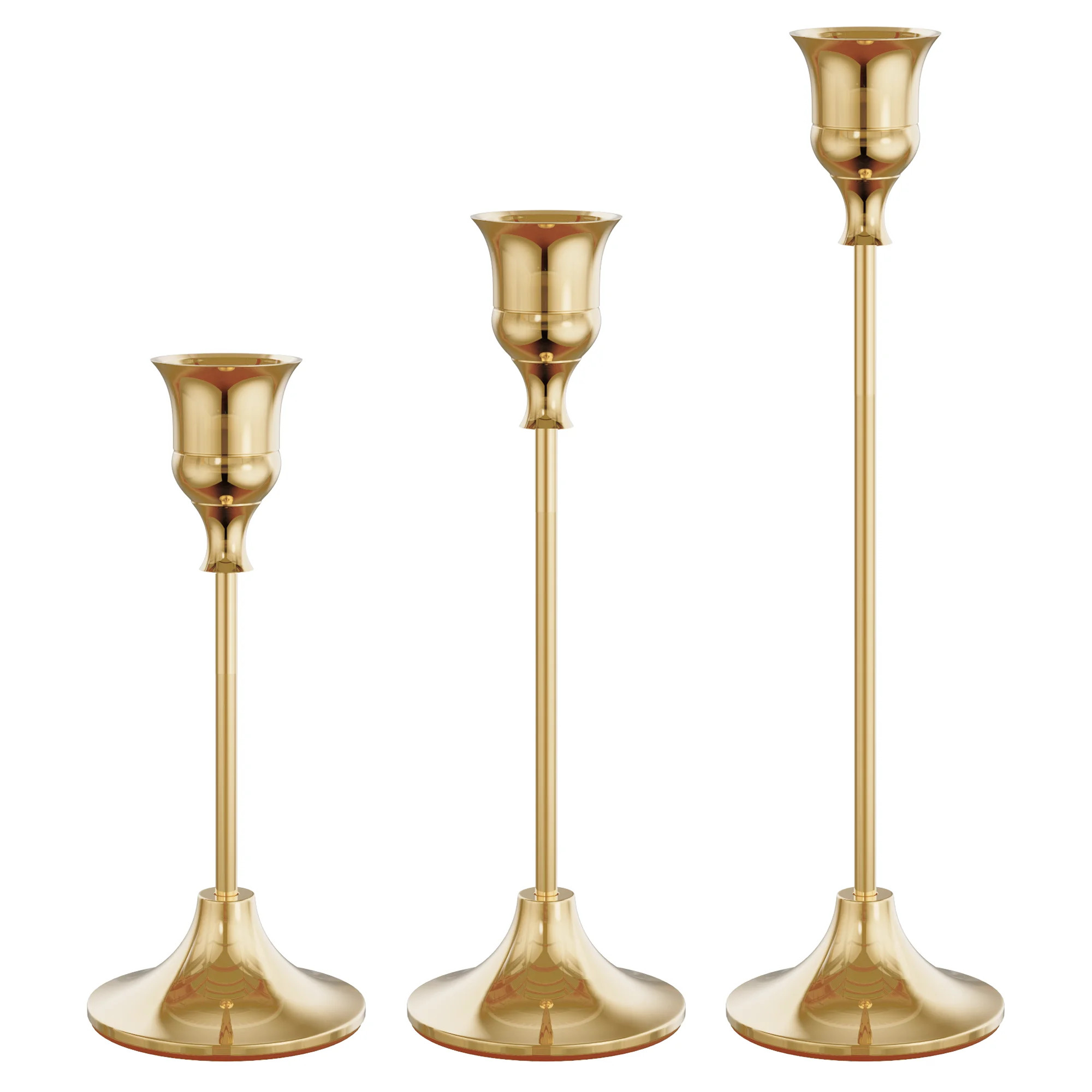 NLBTW Set of 3 French Gold Candlestick Holders, Taper Candle Holders for Wedding, Party Decor - W... | Walmart (US)