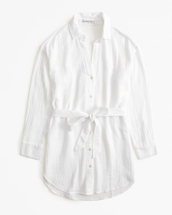 Women's Gauzy Beach Mini Dress Coverup | Women's Swimwear | Abercrombie.com | Abercrombie & Fitch (US)