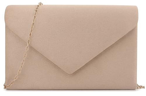 BBjinronjy Clutch Purse Evening Bag for Women Evening Wedding Party Velvet Suede Pleated Handbag (Nude) | Amazon (US)