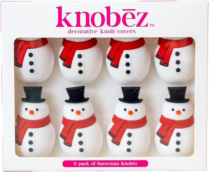 Knob\u0113z: Decorative Knob Covers - Snowman - 8pk - Stretch Over Hardware Decorations, Holiday-... | Amazon (US)